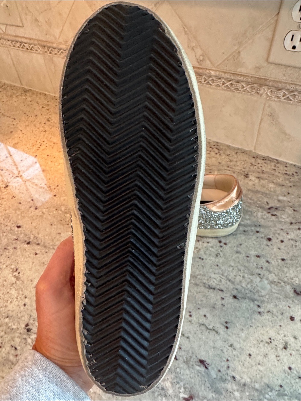 Golden Goose Super-Star Glitter Sneakers - Silver & Rose Gold Accent - Picture 3 of 8